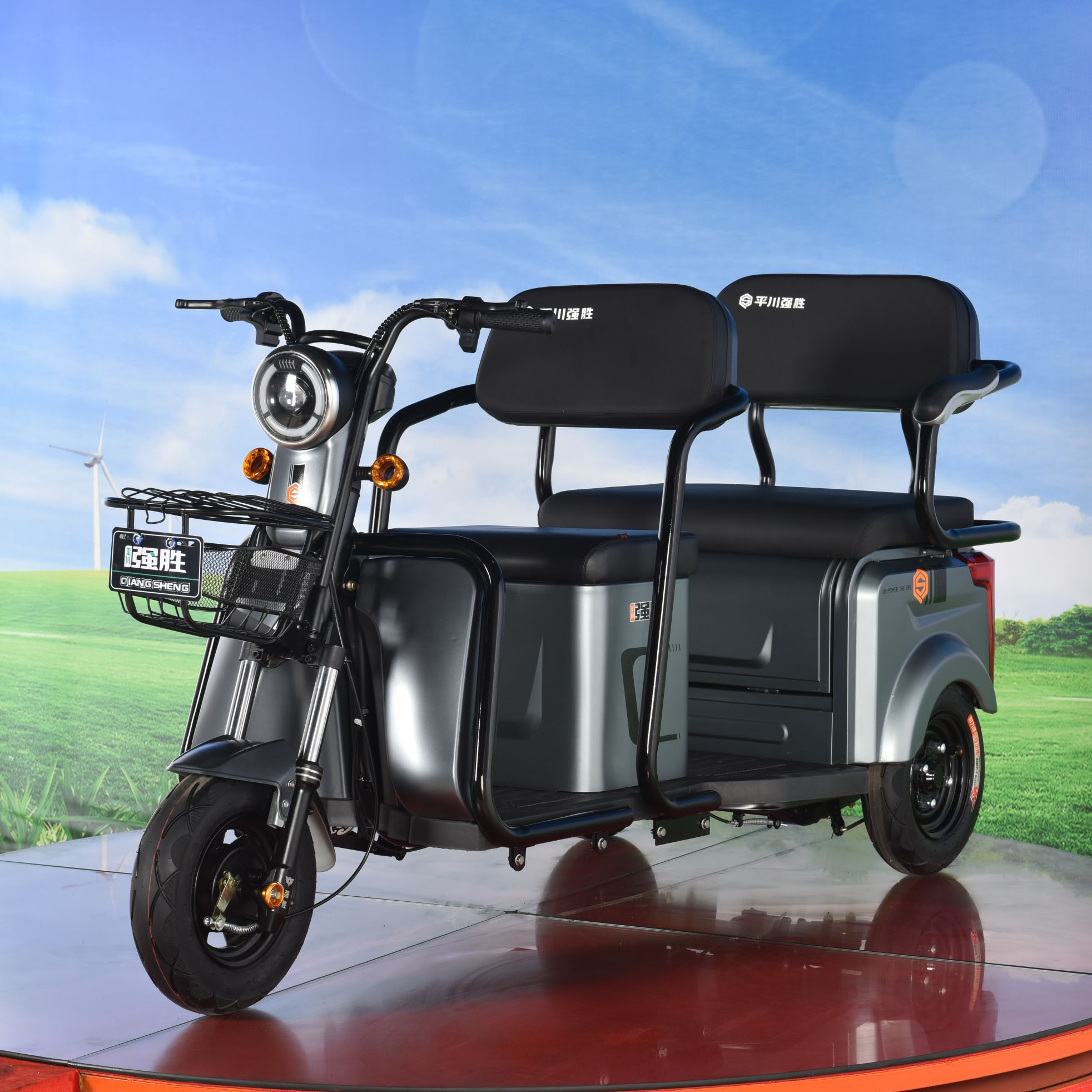 Fashion electric tricycle cool life electric scooter adult 1+1 passenger electric tricycle for sale
